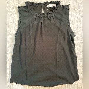 LOFT Hunter Green Textured Sleeveless Blouse